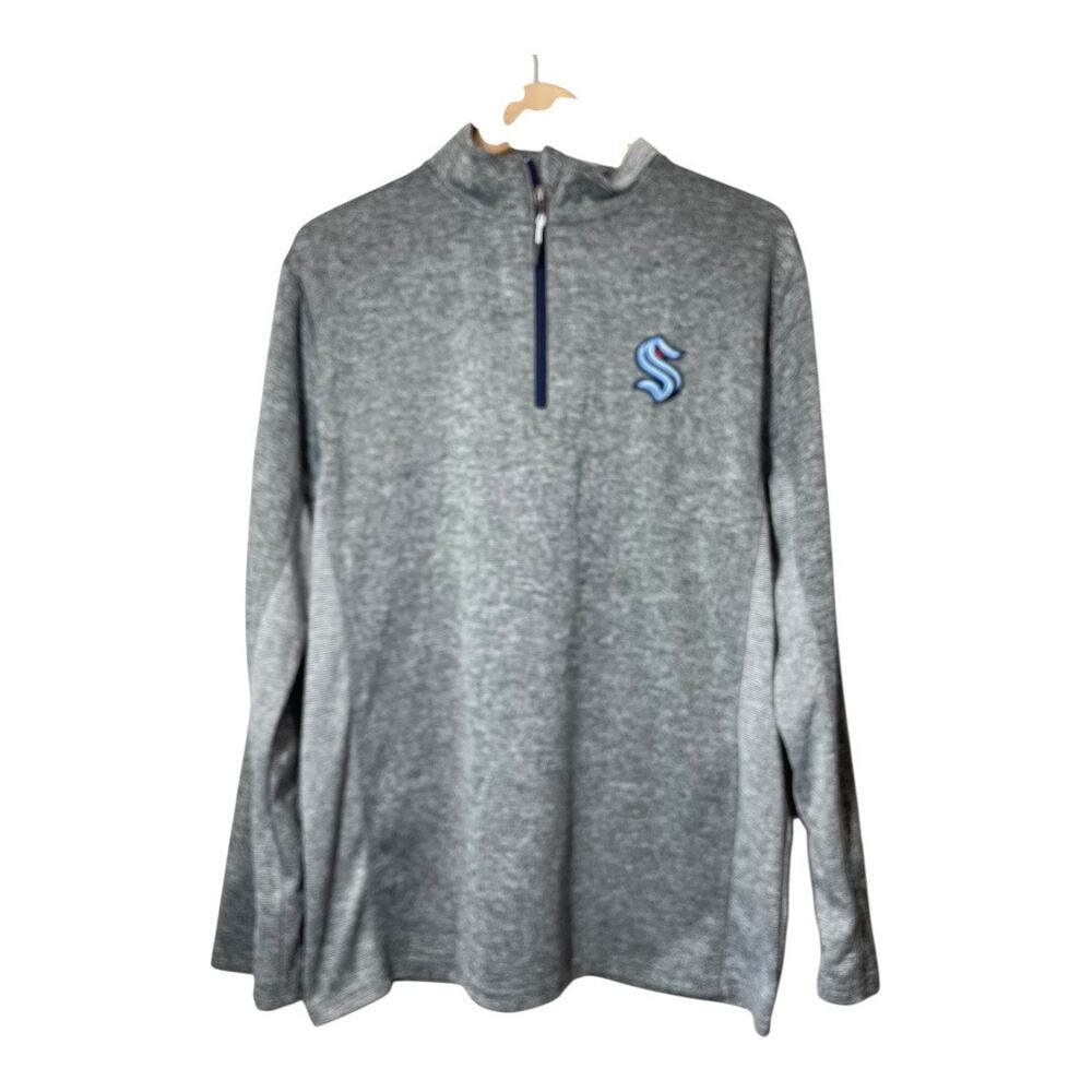 NHL Seattle Kraken Shirt Long Sleeve 1/2 Half Zip Mens Medium Gray